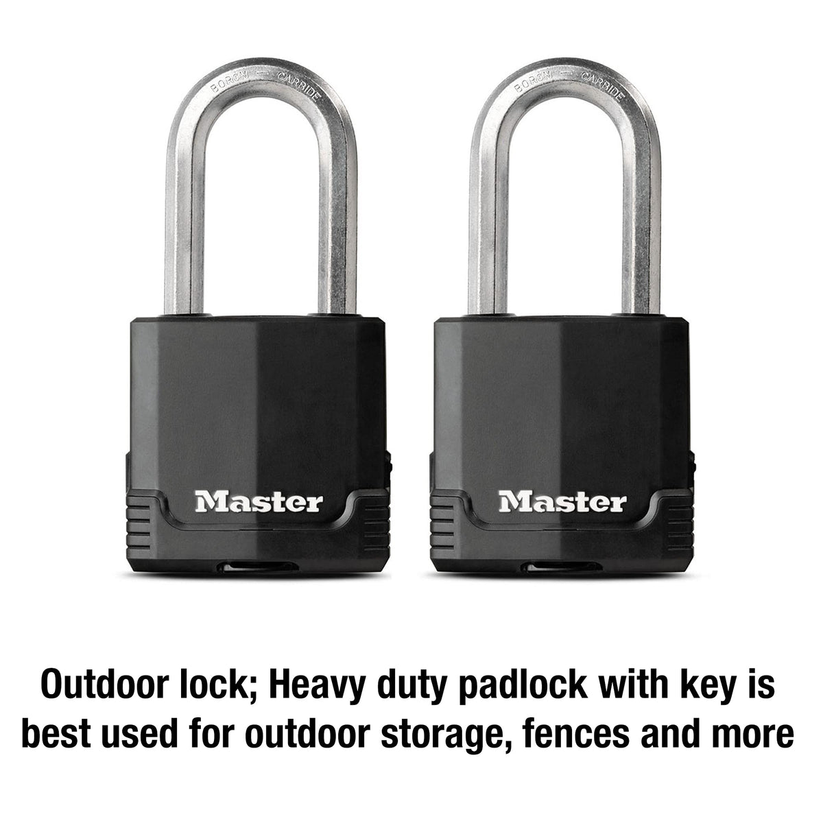 M515XTLH Magnum Heavy Duty Padlock with Key by Master Lock – 2 Pack, Stainless Steel, Black, Model M515XTLHCCSEN