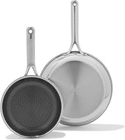 Hybrid 8” and 10” Frying Pan Skillet Set by OXO – 8" and 10" Frying Pan Skillet Set, 5.0 cups, Stainless Steel, Model CC011153-001