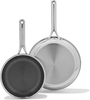 Hybrid 8” and 10” Frying Pan Skillet Set by OXO – 8" and 10" Frying Pan Skillet Set, 5.0 cups, Stainless Steel, Model CC011153-001