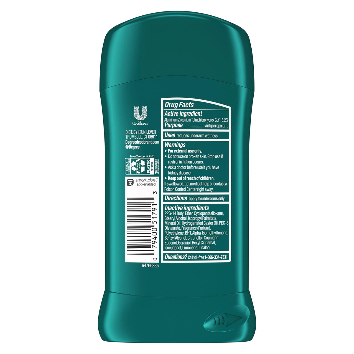 Men Ultra Fresh Antiperspirant Stick 4 Pack Cool Rush 2.7 oz by Degree – 10.8 Ounce (Pack of 1), Green, Model 079400520395