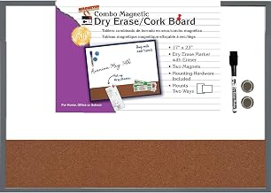 CLI Charles Leonard Magnetic Dry Erase Whiteboard/Cork Board, with Eraser/Marker/2 Magnets, Gray Tin Frame, 17-inch x 23-inch (CHL35415)