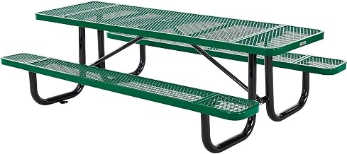 Global Industrial 8’L Rectangular Picnic Table, Expanded Metal, Green