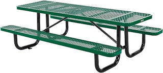 Global Industrial 8’L Rectangular Picnic Table, Expanded Metal, Green