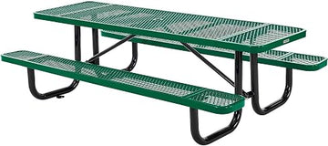 Global Industrial 8’L Rectangular Picnic Table, Expanded Metal, Green