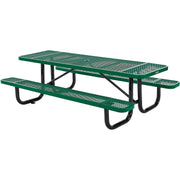 8’L Rectangular Picnic Table by Global Industrial – 96D x 62W x 29.5H in, Metal, Green, Model 277153GNKD