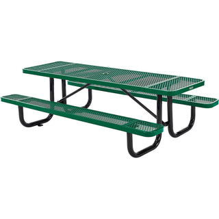 8’L Rectangular Picnic Table by Global Industrial – 96D x 62W x 29.5H in, Metal, Green, Model 277153GNKD