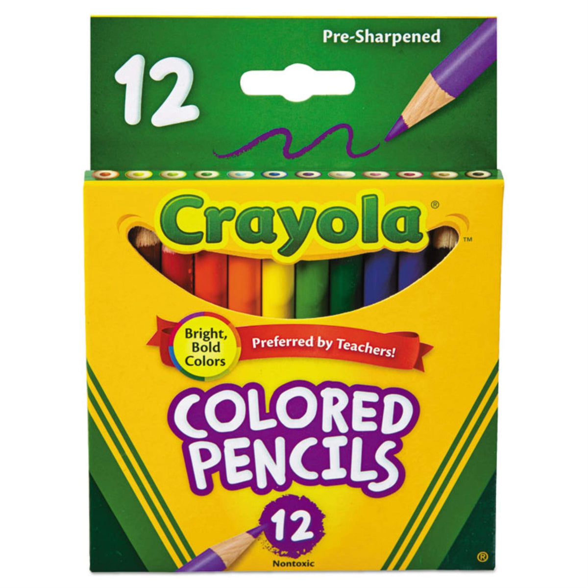 BIN684112 - Presharpened Short Colored Pencils by Crayola – Assorted Colors, Pack of 12, Model 68-4112