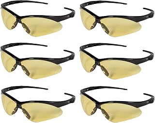 KLEENGUARD V30 Nemesis Safety Glasses / Sunglasses, 25659 Black Frame, Amber Lens (6 Pair)