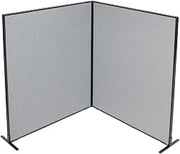 Global Industrial 60-1/4"W x 72" H Freestanding 2-Panel Corner Room Divider, Gray
