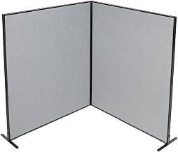 Global Industrial 60-1/4"W x 72" H Freestanding 2-Panel Corner Room Divider, Gray