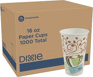 Georgia-Pacific Dixie PerfecTouch 16 oz Paper Coffee Cups By GP PRO, Coffee Haze Design, 1000 Count (50 Disposable Cups Sleeve, 20 Sleeves Per Case), 5356CD