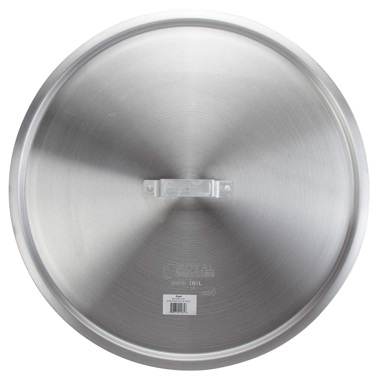 Stock Pot Cover by Royal Industries – 100 qt Pot, 20.1" Diam, 100 quarts, Aluminum, Silver, Model ROY RSPT 100 L