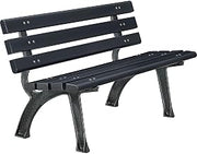 Global Industrial 4'L Outdoor Park Bench with Backrest, Black, Plastic