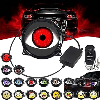 Demon Eye Headlights Kit, Wireless Remote Control Dynamic Eye Headlights with 33 Light Modes, Animated Ghost Lens LED Projector Headlight，33 modes-Flat-1pc