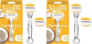 Venus Comfortglide with Olay Coconut Womens Razor Handle + Blade Refills, Silver, 2 Count (Pack of 2)