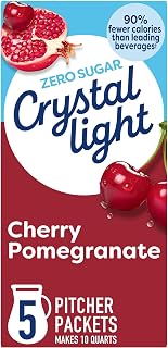 Crystal Light Zero Sugar Cherry Pomegranate Drink Mix, Naturally Flavored Powdered Beverage Packets, Low Calorie Water Flavoring for Pitchers, 10 Quarts per Box, 2.2 Oz (Pack of 24)