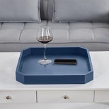 Convenience Concepts Palm Beach Geometric Serving Tray 16.75"- Modern Living Room Decorative Wood Platter with Handles for Ottoman, Coffee Table, Kitchen Counter, or Bathroom Organization, Cobalt Blue