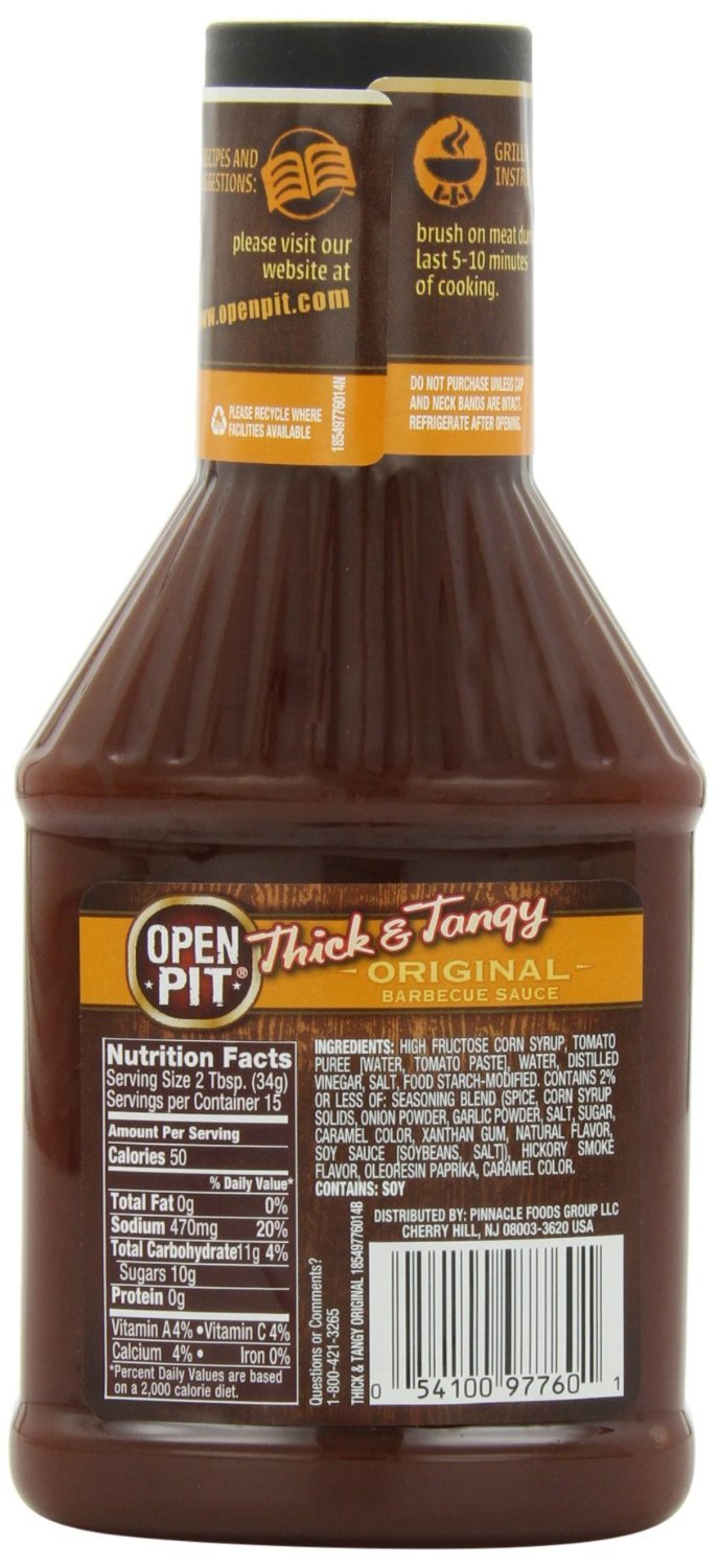 Thick and Tangy Original BBQ Sauce (3 Pack) by Open Pit – 18 oz (510g), 18.7 x 8.8 x 19.3 cm, Pack of 3
