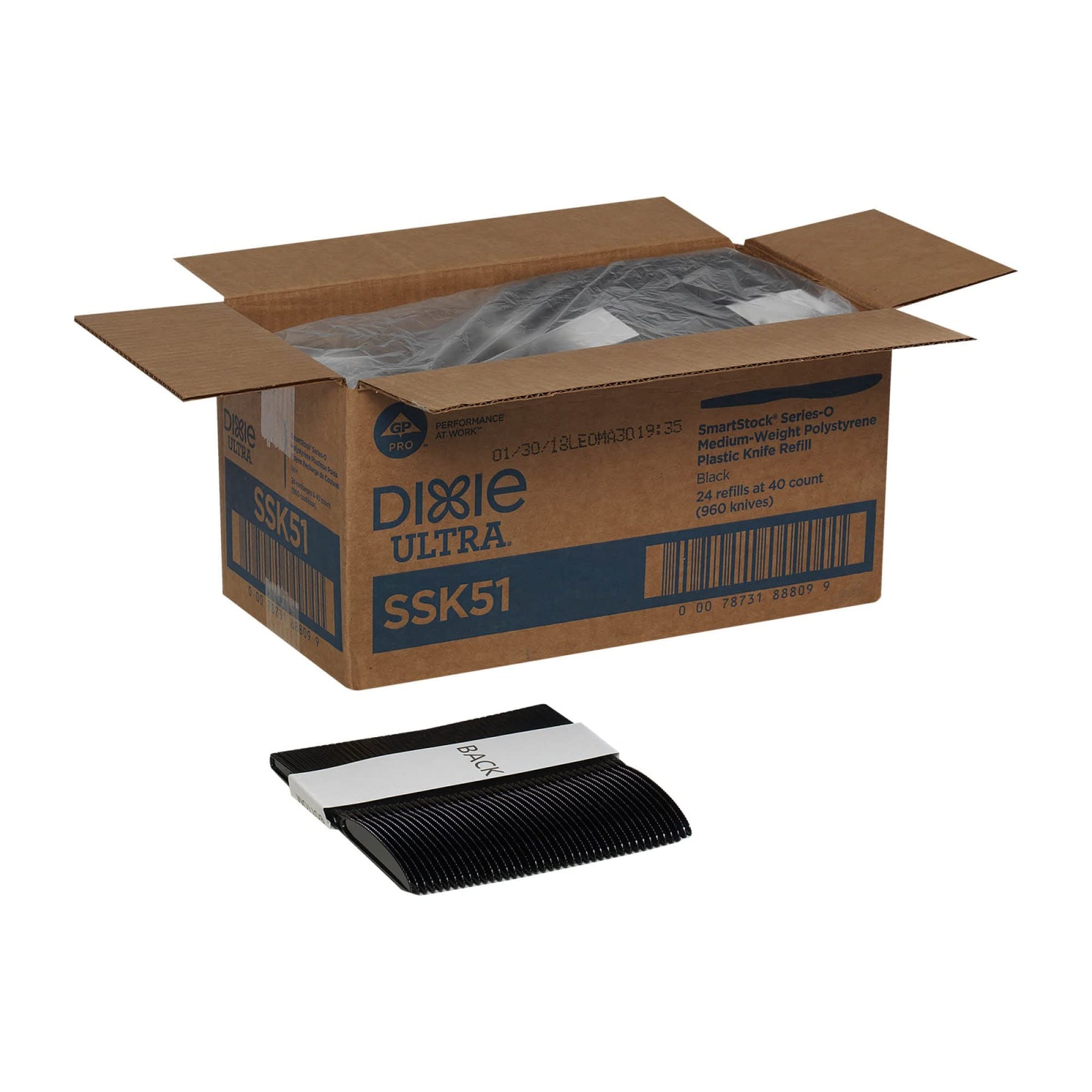 Dixie SSK51 SmartStock Plastic Cutlery Refill, Knives, Black, 40 Per Pack (Case of 24 Packs)