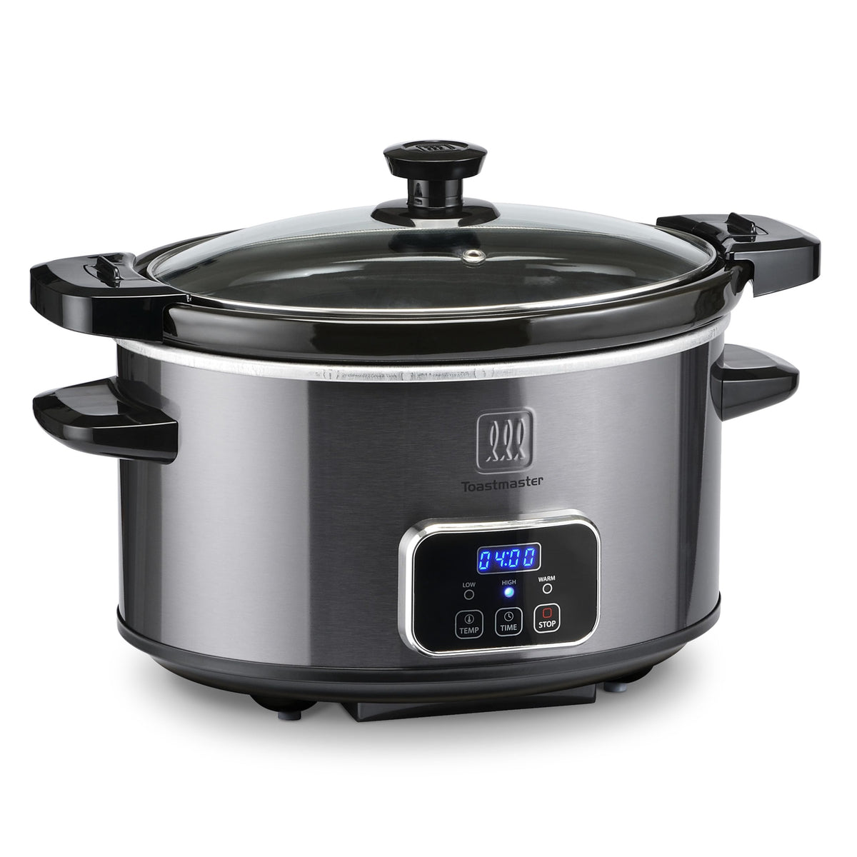 4-Quart Digital Slow Cooker with Locking Lid by Toastmaster – 4 Quarts, Glass, Graphite, Model TM-404SCGT