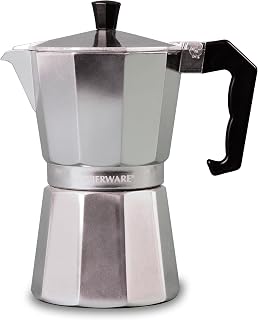 Farberware Aluminum Stovetop Espresso Maker, Moka Coffee Pot for Cuban & Italian-Style Coffee, Works For All Stove Types, Heat-Resistant Handle, 6 Cups Capacity