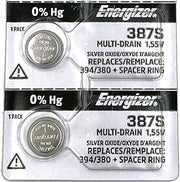 Energizer 387S Button Cell Silver Oxide Watch Battery Pack of 2 Batteries