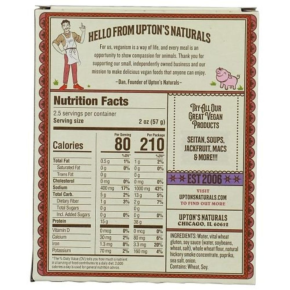 Uptons Naturals Bacon Seitan by Upton's Naturals – 5 Ounce, Pack of 6