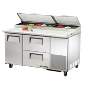 1 Right-Hinged Door 2-Drawer S/S Pizza Prep Table by TRUE – White, Model TPP-60D-2