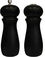 Winco 2 1/4" Black Salt & Pepper Wood Grinder Set, Rubberwood, Set | Precise seasoning with fresh spices, Great for Salt, Pepper, Spices and Table Service