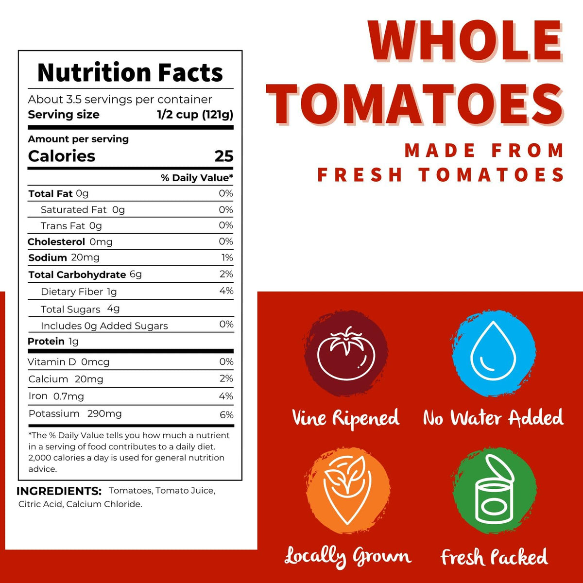 Whole Tomatoes No Salt Added - 14.5oz - 12 pack by Dei Fratelli – 14.5 Ounce (Pack of 12), Pack of 12