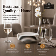 Simply Round 6" Appetizer Plate by 10 Strawberry Street – 6" Appetizer, Ceramic, White, Pack of 6, Model 6RD-6ACE-TSS