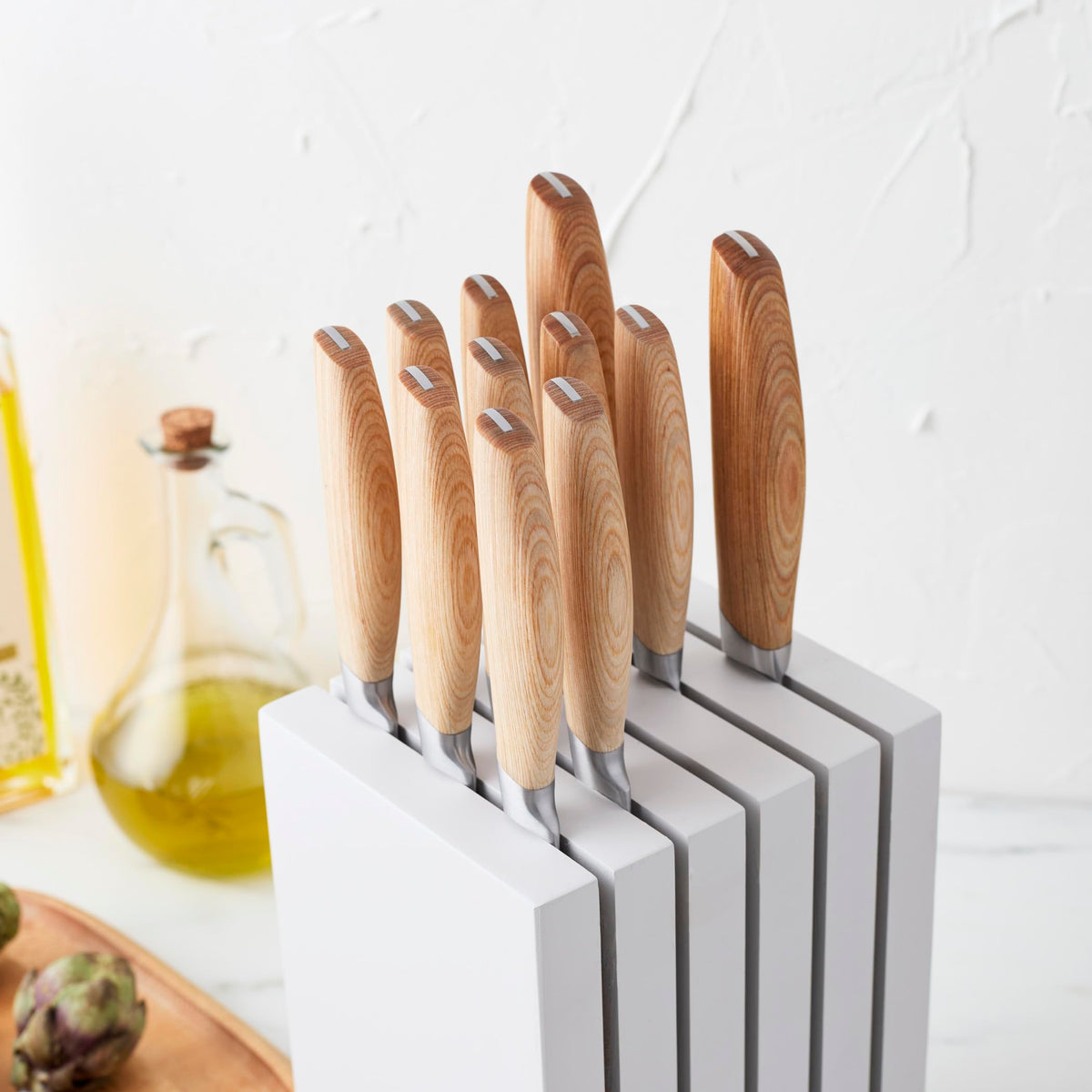 Pakka Wood Handles 13 piece Knife Block Set by HENCKELS – 13-pc, Stainless Steel, Brown, Pack of 13, Model 1034835
