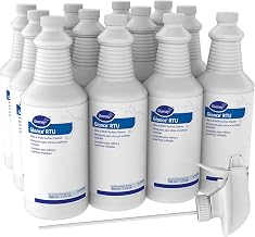 Diversey GLANCE 04554. Glass & Multi-Surface Cleaner, for Streak-Free Mirrors & Windows, Ready-to-Use, 32-Ounce (Pack of 12 with 12 spray nozzles)