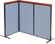 Global Industrial 24-1/4"W x 43-1/2"H Deluxe Freestanding 3-Panel Corner Room Divider, Blue