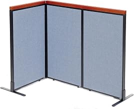 Global Industrial 24-1/4"W x 43-1/2"H Deluxe Freestanding 3-Panel Corner Room Divider, Blue