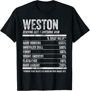 Mens Weston Nutrition Personalized Name Shirt Funny Name Facts T-Shirt