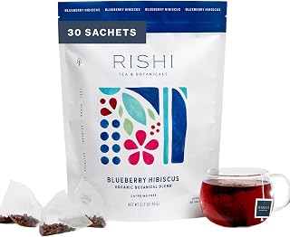 Rishi Tea Blueberry Hibiscus Organic Herbal Tea Bags, Caffeine Free, 30ct