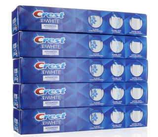 3D White Advanced Whitening Fluoride Toothpaste by Crest – 6 Ounce (Pack of 5), Pack of 5, Model 44-QDGF-GL5G