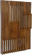 Moe's Home Collection Innis Wall Sculpture, Rectangular, Solid Mango Wood, Mid-Century Geometry, Linear Cutout Detail, Hang-Ready, Brown