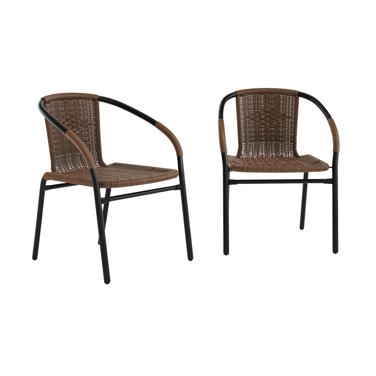 Flash Furniture Dark Brown / Set of 2 / Contemporary Patio Dining Chairs