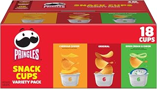 Pringles Potato Crisps Chips, Lunch Snacks, Snack Cups, Variety Pack, 12.9oz Box (18 Cups)