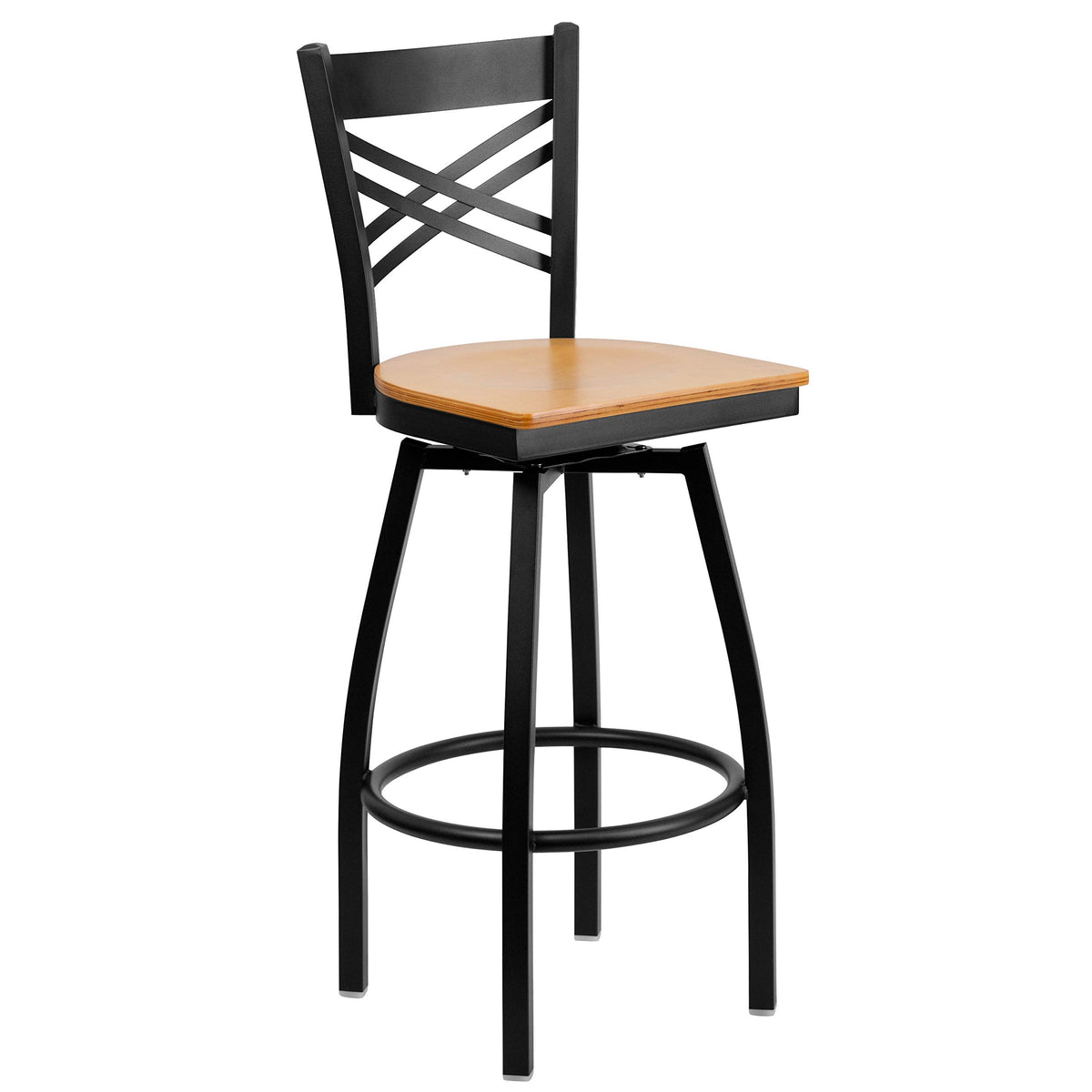 Flash Furniture Natural Wood Seat/Black Metal Frame / 2 Pack / 1 Barstools
