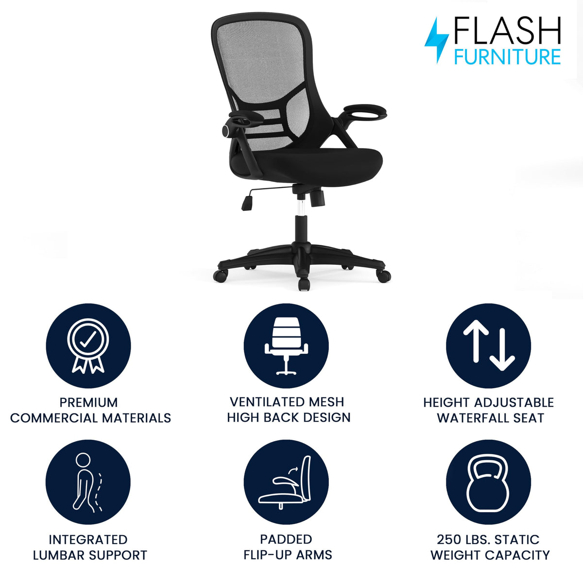 Flash Furniture Black / Set of 1 / Contemporary Home Office Desk Chairs