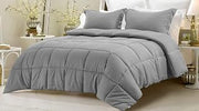 600 TC Stripe Down Alternative 3 Piece Comforter - 100% Egyptian Cotton Stripe Silver King Size