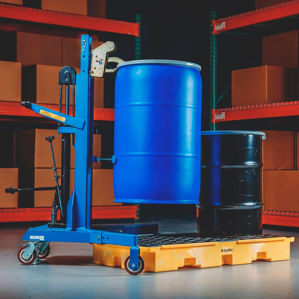 Mobile Hydraulic Drum Handler with Universal Grip & by Global Industrial – Alloy Steel, Model SCGL3001-C