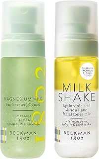 Beekman 1802 Reset & Tone Bundle - Magnesium Milk Barrier Reset Jelly Mist (2oz) and Milk Shake Face Mist Hyaluronic Acid Toner (2oz)