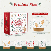 Qiksion Christmas Mugs, 16 Ounce Ceramic Set of 4, Red Green