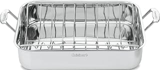 Cuisinart 16-Inch Roasting Pan, Induction Compatible Premium Rectangular Roaster Pan With Rack, Stainless Steel Roasting Pan with Rack, Large Capacity, Dishwasher Safe