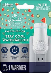 Glade PlugIn Plus Air Freshener Starter Kit, Scented Oil for Home and Bathroom, Stay Cool Watermelon, 0.67 Fl Oz, 1 Warmer + 1 Refill Clear