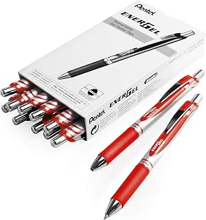 Pentel EnerGel XM BL77 - Retractable Liquid Gel Ink Pen - 0.7mm Nib - 54% Recycled - Ideal for Office - Large Bulk Pack of 144 Pens - Red Ink